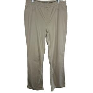 L.L. Bean Classic Fit Straight Tan Khaki High Rise Elastic Waist Pants 12 Tall